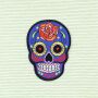 Aufnäher - Totenkopf Mexico mit Rose - blau-orange 2 - Patch