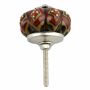 Ceramic door knob shabby chic Rosette - red-black-brown pattern - silver