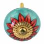 Möbelknauf aus Keramik Shabby Chic - Blume 23 - blau - weiß - rot