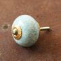 Ceramic door knob shabby chic - marble - light blue