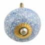 Ceramic door knob shabby chic - marble - blue