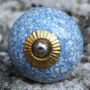 Ceramic door knob shabby chic - marble - blue