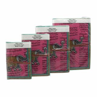 Indisches Notizbuchset - pink 3 - 4 Notizbücher