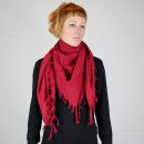 Pañuelo de algodón - tejido fino y denso - rojo - con fleco - Pañuelo cuadrado para el cuello