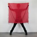 Cotton scarf fine & tightly woven - red - with fringes - squared kerchief