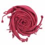 Cotton scarf fine & tightly woven - red - with fringes - squared kerchief