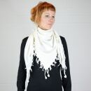 Cotton scarf fine & tightly woven - white - with fringes - squared kerchief
