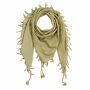 Cotton scarf fine & tightly woven - beige - with fringes - squared kerchief
