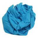 Cotton scarf fine & tightly woven - turquoise - with fringes - squared kerchief