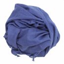 Pañuelo de algodón - tejido fino y denso - azul - con fleco - Pañuelo cuadrado para el cuello