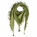 Foulard tessuto finemente e densamente - verde oliva - con frange - sciarpa di cotone leggera quadrata
