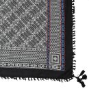 Stylishly detailed scarf with Kufiya style - Pattern 2 - black - white