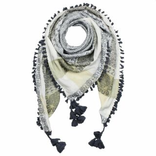 Kefiah dettagliata elegante - sciarpa palestinese - bianco-grigio - foulard - Modello 3