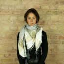Stylishly detailed scarf with Kufiya style - Pattern 3 - white - grey