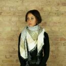 Stylishly detailed scarf with Kufiya style - Pattern 3 - white - grey