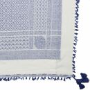 Stylishly detailed scarf with Kufiya style - Pattern 4 - white - blue