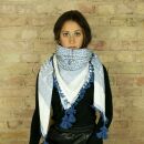 Kefiah dettagliata elegante - sciarpa palestinese - bianco-blu - foulard - Modello 4