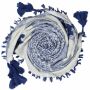 Stylishly detailed scarf with Kufiya style - Pattern 4 - white - blue