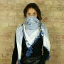 Kefiah dettagliata elegante - sciarpa palestinese - bianco-blu - foulard - Modello 4