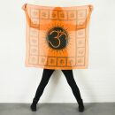 Cotton Scarf - Om 2 orange - black - squared kerchief