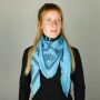 Cotton Scarf - Om 2 blue - black - squared kerchief
