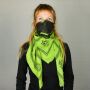 Cotton Scarf - Om 2 green - black - squared kerchief