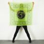 Cotton Scarf - Om 2 green - black - squared kerchief