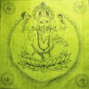 Pañuelo de algodón - Ganesha verde - negro - Pañuelo cuadrado para el cuello