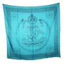Cotton Scarf - Ganesha blue - black - squared kerchief