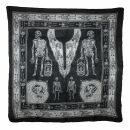 Cotton Scarf - Skeleton & Skulls black - white - squared kerchief