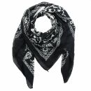 Cotton Scarf - Skulls with spiders web 02 black - white -...
