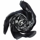 Cotton Scarf - Skulls with spiders web 02 black - white -...