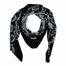 Cotton Scarf - Skulls with spiders web 03 black - white -...