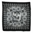 Cotton Scarf - Skulls with spiders web 03 black - white -...