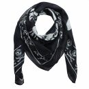 Cotton Scarf - Pirate Skulls 02 black - white - squared...