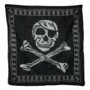 Cotton Scarf - Pirate Skulls 02 black - white - squared kerchief