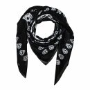 Cotton Scarf - Skulls 3 black - white - squared kerchief