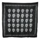 Cotton Scarf - Skulls 3 black - white - squared kerchief