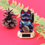 Lucky cat - Maneki Neko - Waving cat - solar - round socket - 8 cm - black
