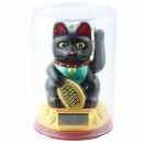 Gatto della fortuna - Gatto cinese - Maneki neko - base tonda solare - 10,5 cm - nero