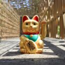 Agitando gato chino - Maneki neko - 13 cm - oro (mate)