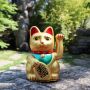 Lucky cat - Maneki Neko - Waving cat - 13 cm - gold (frosted)