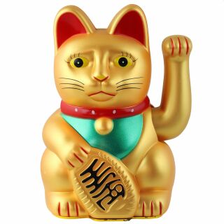 Gatto della fortuna - Gatto cinese - Maneki neko - 15 cm - oro (opaco)