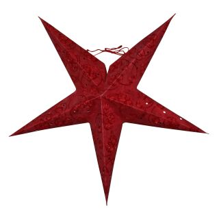 Paper star - Christmas star - 5-pointed star - red patterned 04 - 40 cm