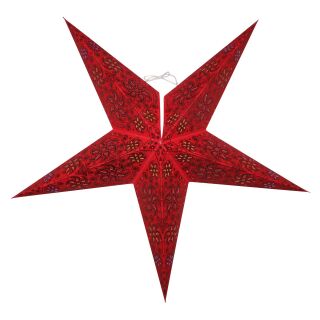 Papierstern - Weihnachtsstern - Stern 5zackig rot-schwarz gemustert - 60 cm