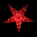 Papierstern - Weihnachtsstern - Stern 5zackig rot-schwarz gemustert - 60 cm