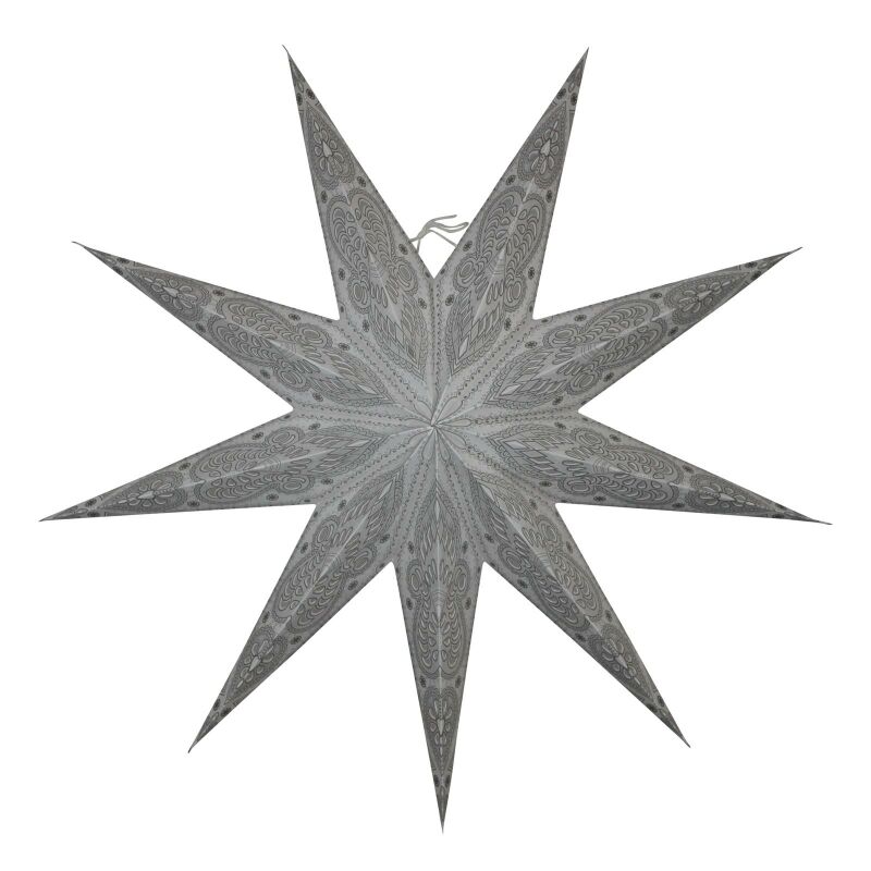 Papierstern Weihnachtstern Stern 5zackig weiß grau 60 cm 