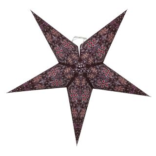 Paper star - Christmas star - 5-pointed star - brown-colorful patterned - 60 cm