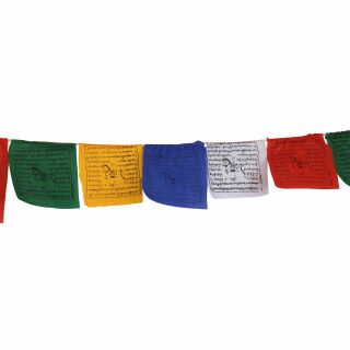 Freak Scene Bandiere di Preghiera Buddista tibetana Cotone Scritta Nera Set di 5 Rotoli Larghe 8 cm 