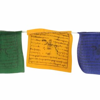 Tibetische Gebetsfahnen - 10 cm breit - schwarze Schrift - 02 - 5 Rollen Set - Baumwolle